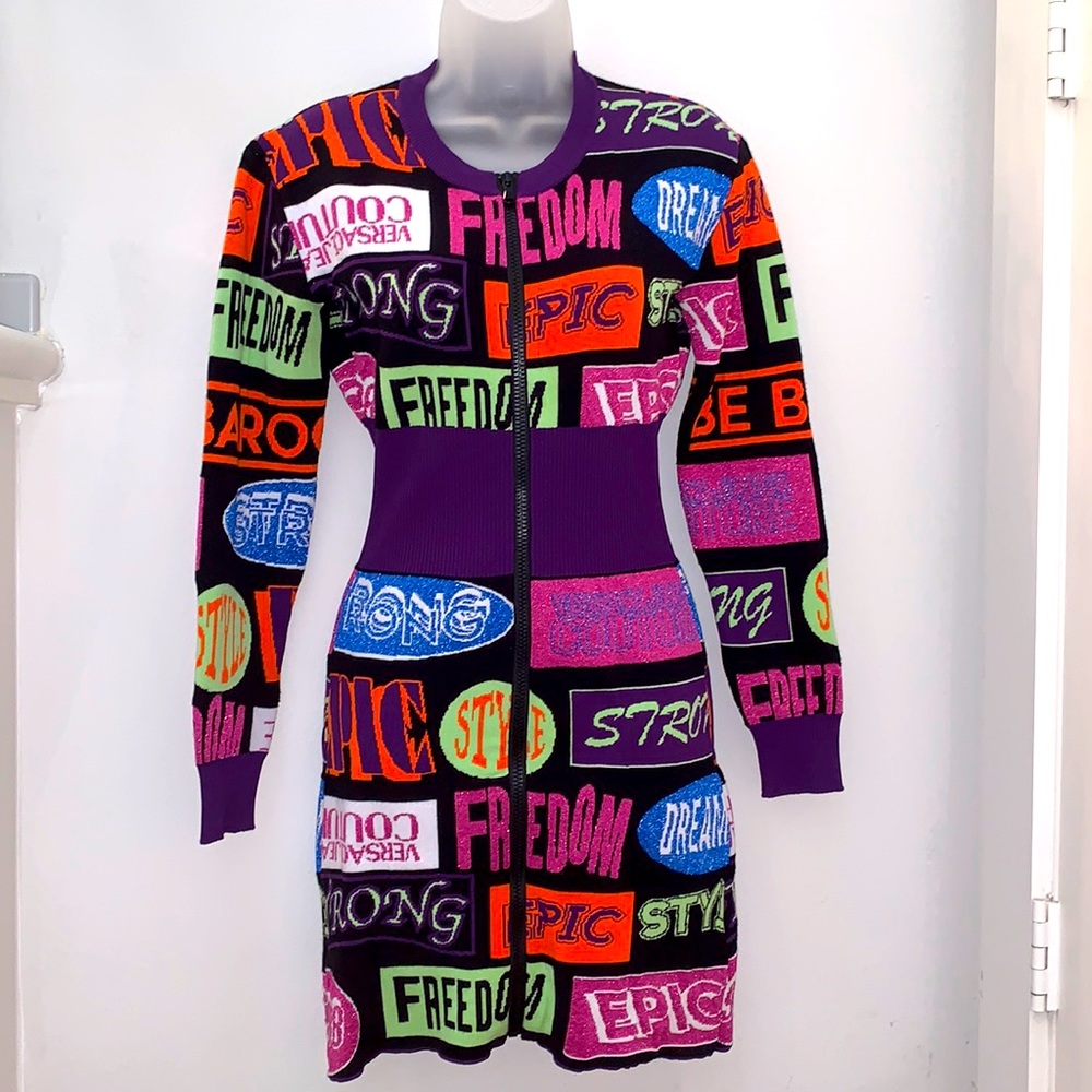 Versace Jeans Collection Multicolor Long Sleeve Dress